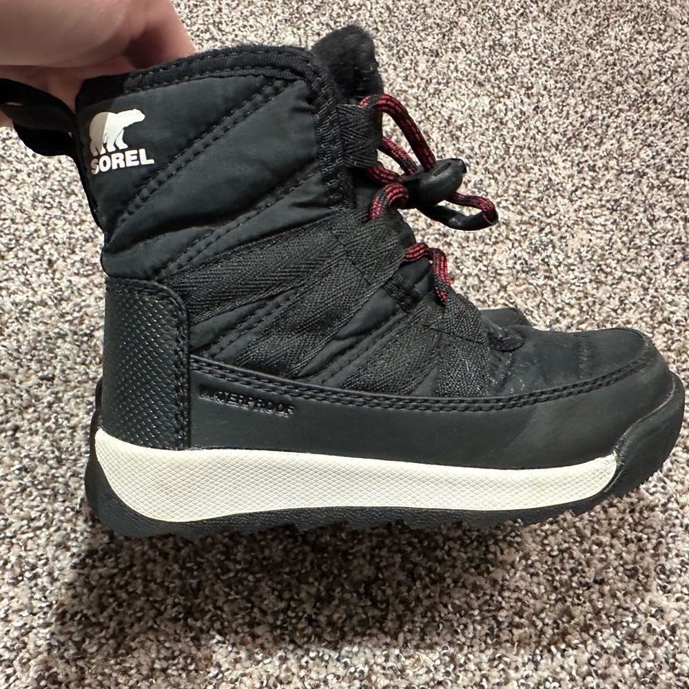 Sorel Kids Black and Red Snow Boots